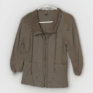 XCVI Utility Jacket Womens Small Gray Green Lightweight Cargo Pocket Casual